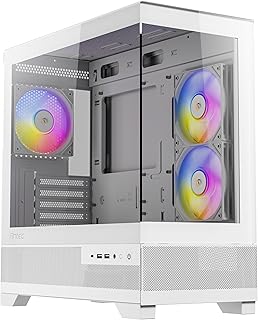 Antec CX500M ARGB MicroATX Boîtier de jeu PC en verre trempé blanc