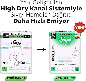 Sleepy Natural Double Soft Avantajlı Mega Paket Bebek Bezi 6 Numara Xlarge 80 Adet