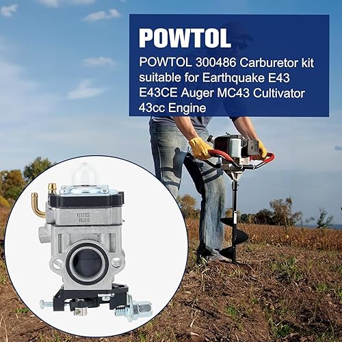 Miniatura 2 de Carburador 300486 compatible con Earthquake E43 E43CE E43WC Auger MC43 MC43E Tiller MD43 WE43E Powermate PEA438 PCV43
