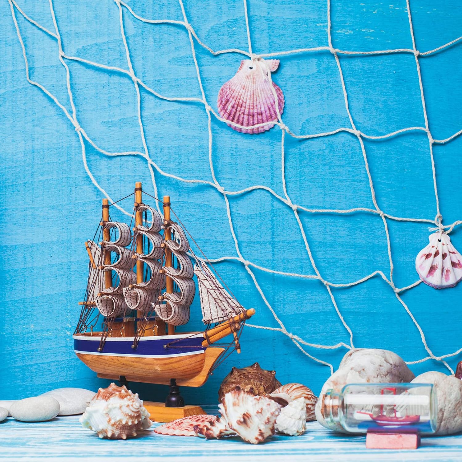 Boao 10 Pieces Fish Net Decorative, Natural Cotton Nautical Pirate Party image 4