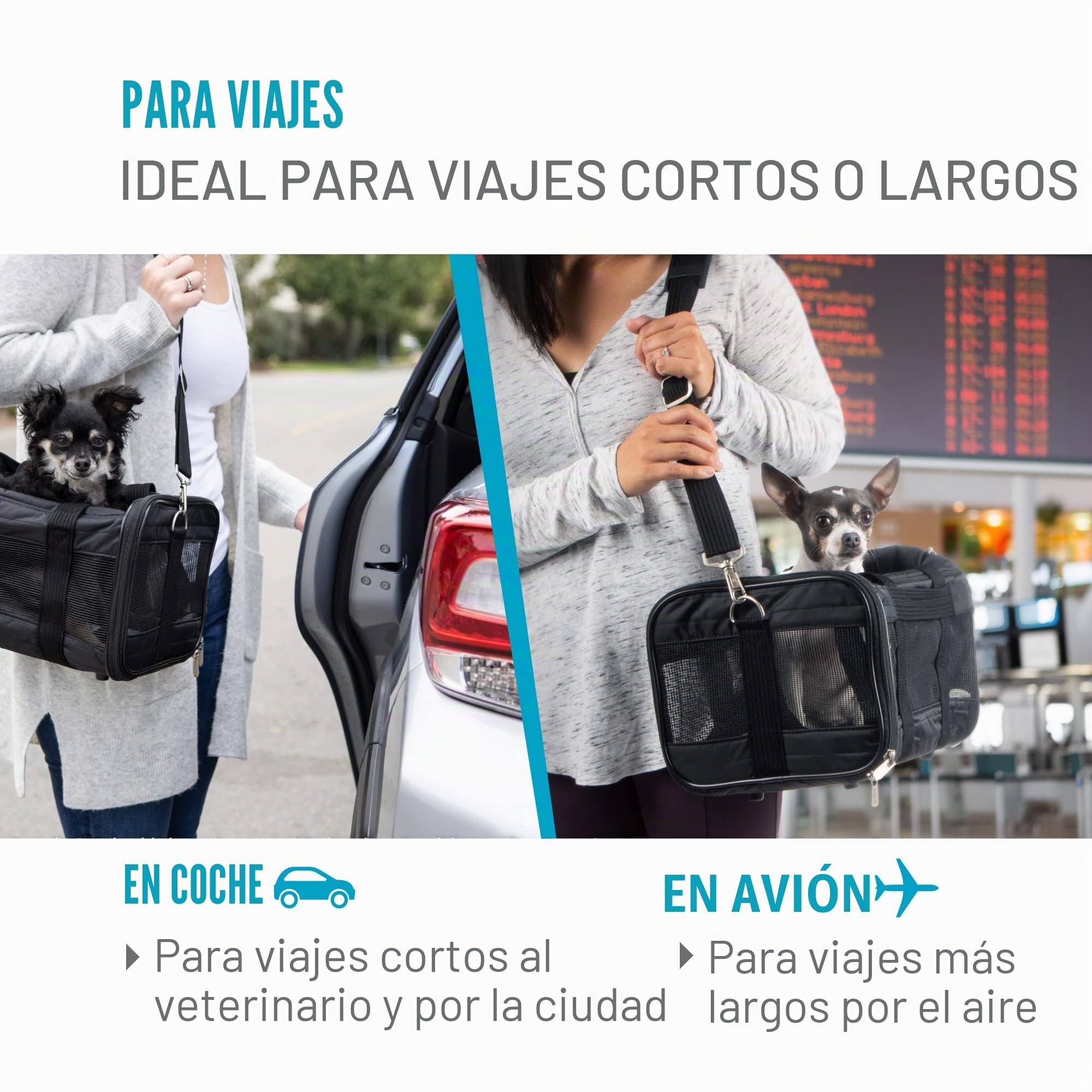 Sherpa Transportador de Mascotas de Viaje Original Gris Carbón Mediano Aprobado por Aerolíneas