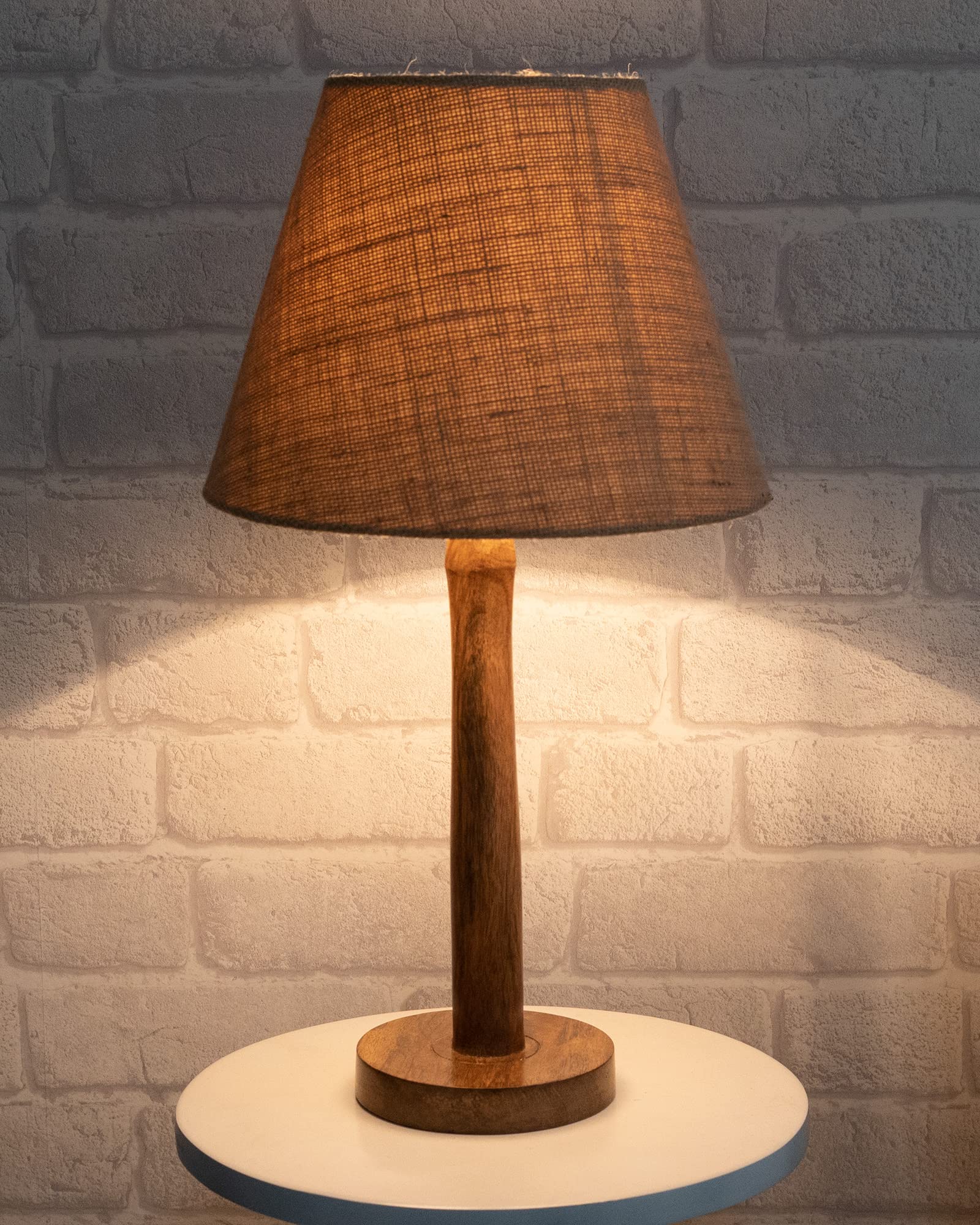 Homesake® Table Lamps for Home Decoration Items, Side Table Lamp for Bedroom Decoration Items, Night Lamp for Bedroom Table, Balcony, Nordic - (Wooden Base, Jute) - Image 4 thumbnail