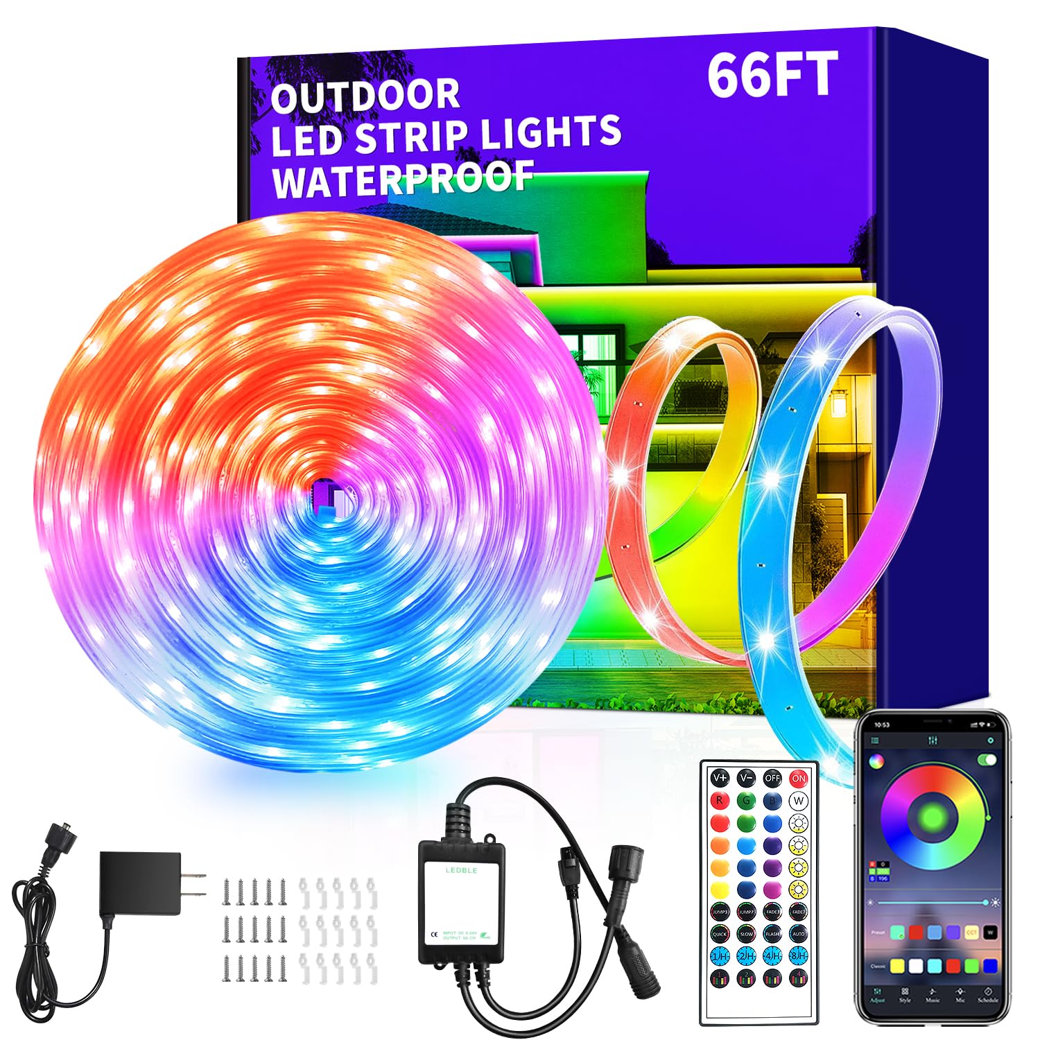Amazon.com: vimeepro 66ft Outdoor LED Strip Lights Waterproof,IP68