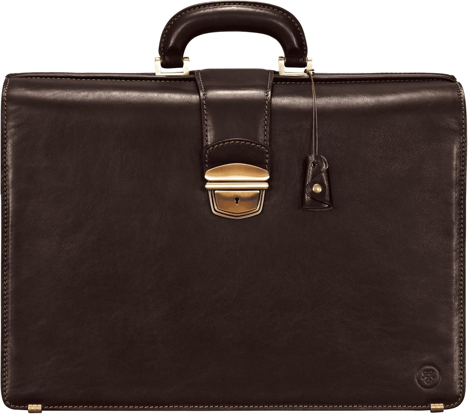 Maxwell Scott - Luxury Leather Large Lawyer Briefcase for Men - Top Handle with Key Lock - Made in Italy - The Basilio Large