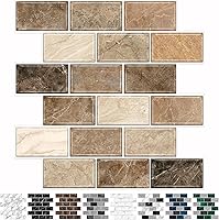 Vista 10 de URCOLOR 10 hojas de vinilo adhesivo para salpicaduras en cocina, 12 x 12 pulgadas, autoadhesivo para salpicaduras en baño, aspecto de mármol negro