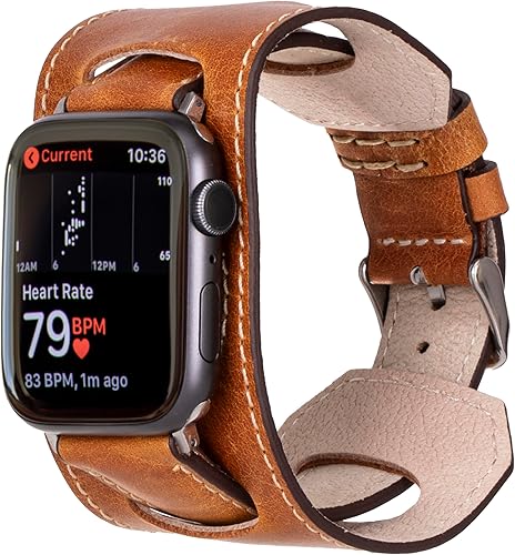Miniatura 1 de HARDISTON Cuff Watch Band Compatible with Apple 44mm for men & women, Handmade Genuine Leather, Compatible with iWatch Series 7 6 5 4 3 2 1 SE,