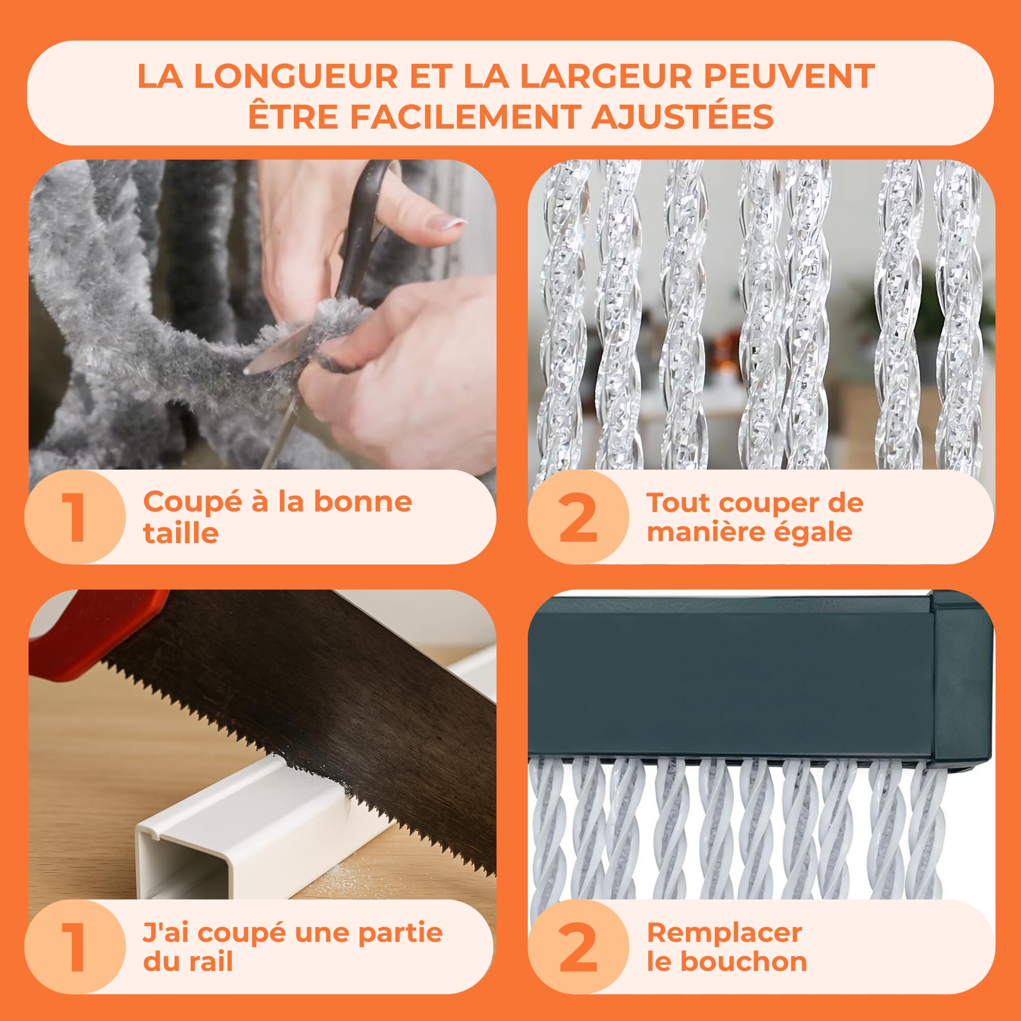 Trente Rideau de Porte Luxe Orchidea Transparent, différentes Tailles, 100 x 220 cm