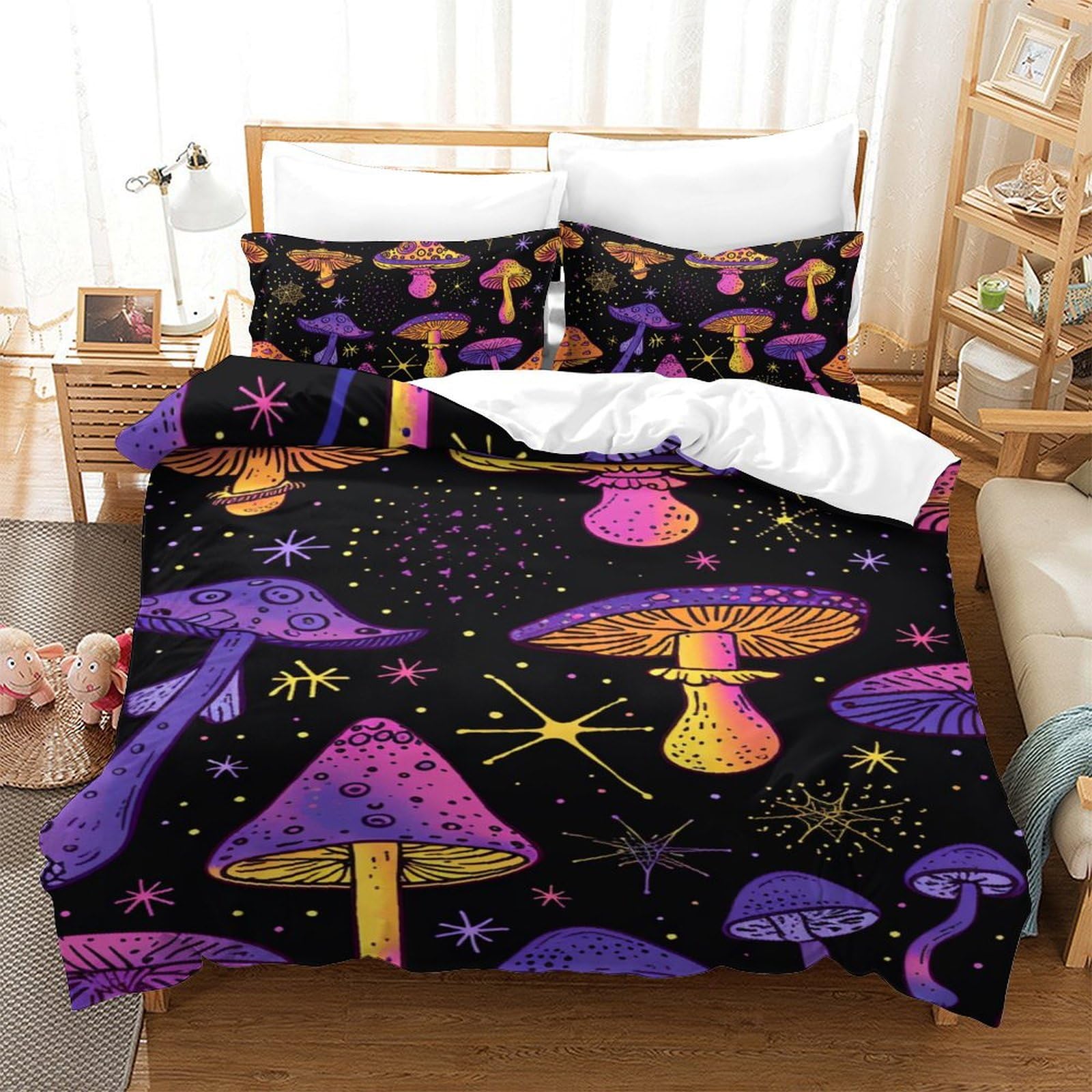 Housse de couette haute qualité champignons motif 3D durable