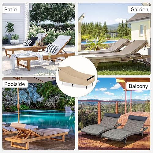 Miniatura 5 de NEVERLAND Funda impermeable para silla de patio, fundas de tumbona para exteriores con material resistente, funda impermeable 420D para sillas de