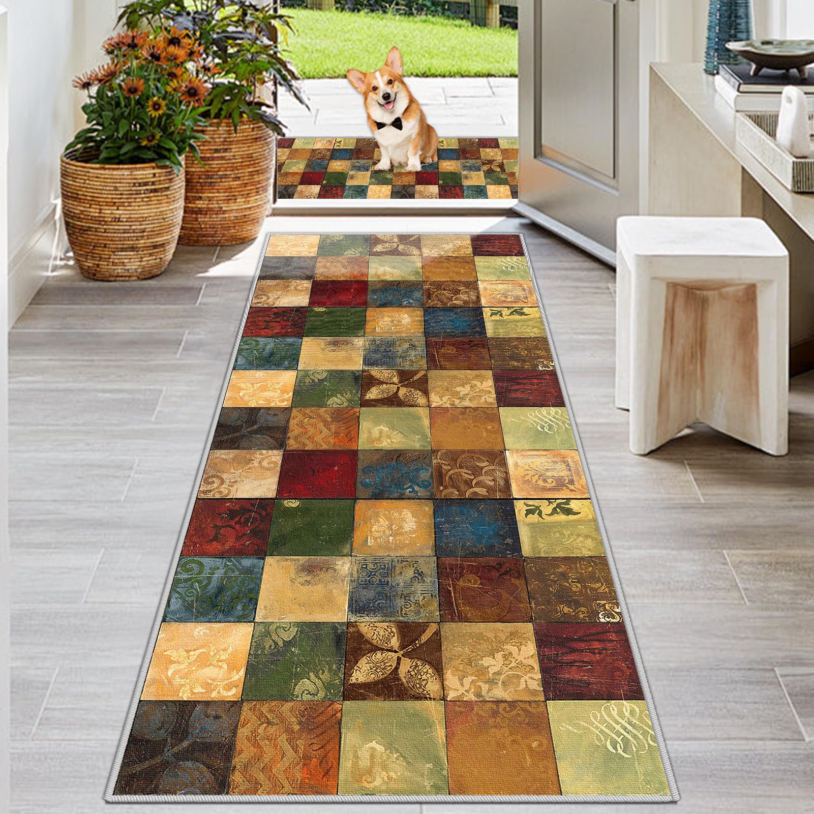 Kwuseug J1100 Carpet Runner For Hallways Extra Long 50 X 120 Cm Non Slip Back Floor Carpet Washable Rug Runner Entrance Hall Carpet Kitchen Floor Mats For Entryway Laundry Room Bathroom Living Room Boho