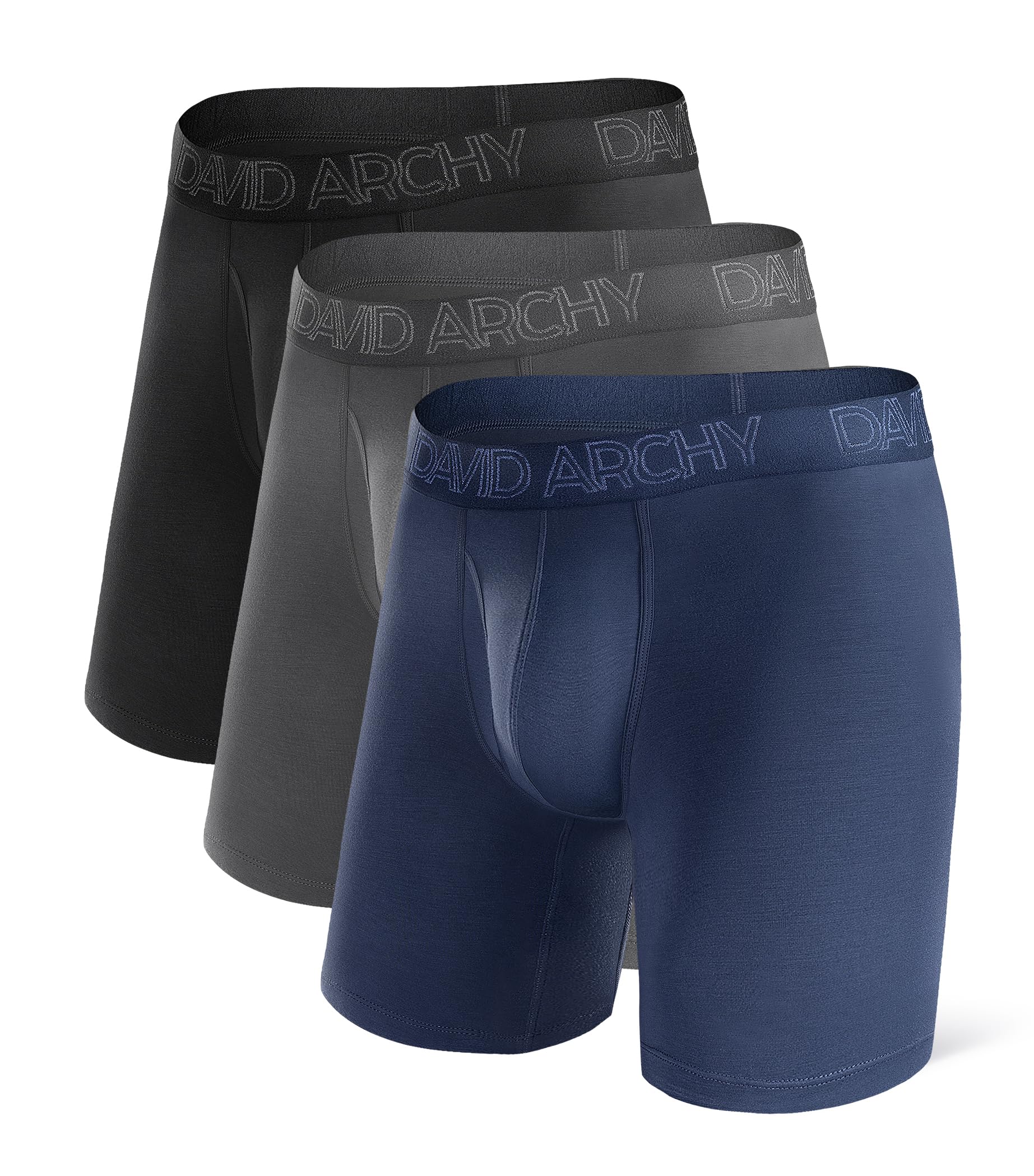 DAVID ARCHYMen's Modal Boxer Shorts with Fly Separate Pouch Microfibre Multipack Underwear Function Double Pockets Underwear