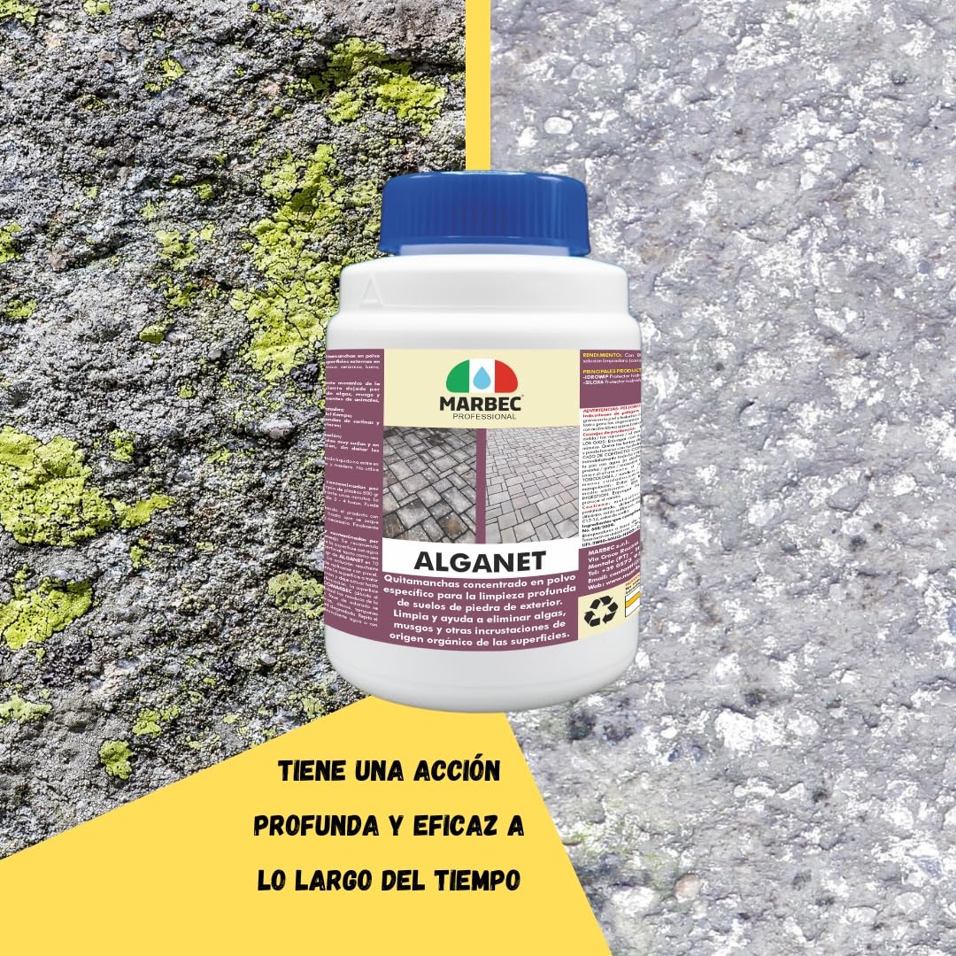 MARBEC ALGANET 4KG Detergente para la eliminación de algas, mohos, líquenes e incrustaciones biológicas en suelos y paredes