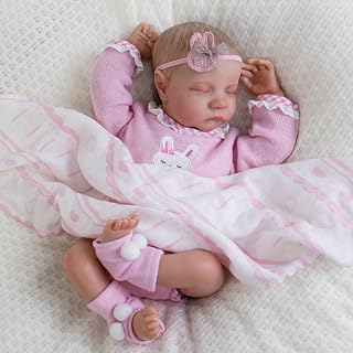 Realistic Newborn Baby Dolls Girl - 17-Inch Adorable Handmade Real Baby Full Body Vinyl Baby Dolls Sleeping Baby Girl with Complete Baby Doll Accessories Fake Baby Dolls for Kids Ages 3+