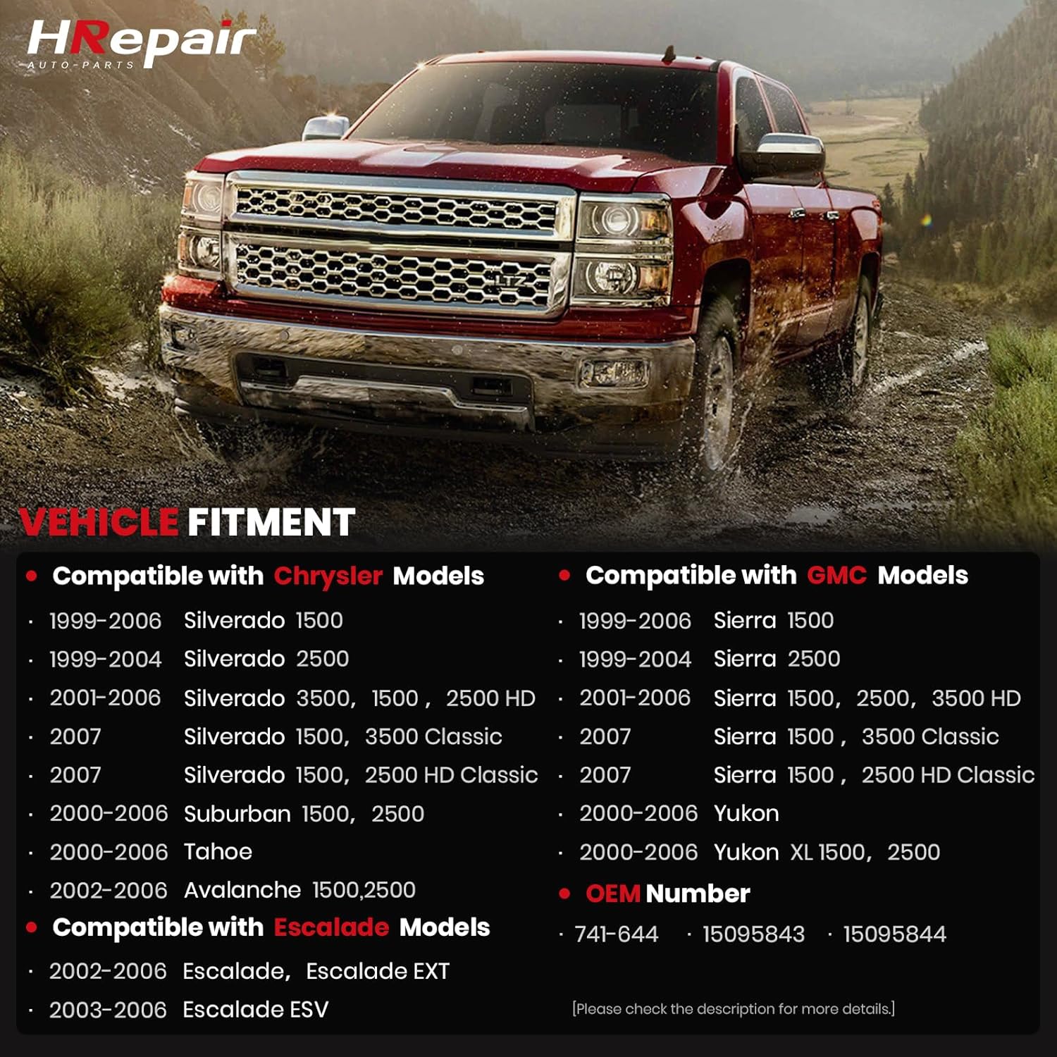 Window Regulator Driver Side fits for 2000-2007 Chevy Silverado Tahoe Suburban Avalanche & Cadillac Escalade & GMC Yukon XL Sierra,with Motor - Front Left(741-644)