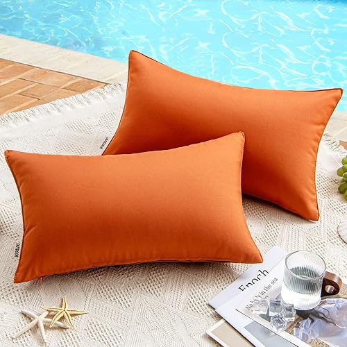 Vista 69 de Miulee - Paquete de 2 fundas decorativas para cojines, para usar en exteriores, impermeables, cuadradas, para jardín, patio, tienda de campaña