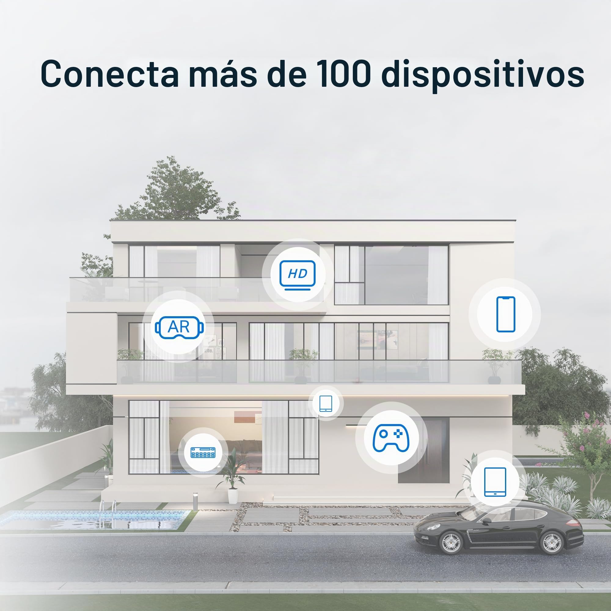 MERCUSYS Halo H1200G (3‑Pack) - WiFi Mesh AC1200 Gigabit Dual Band, Cobertura hasta 320 m², Roaming Inteligente, 1.2 Gbps, 6 Puertos Gigabit, Control por App