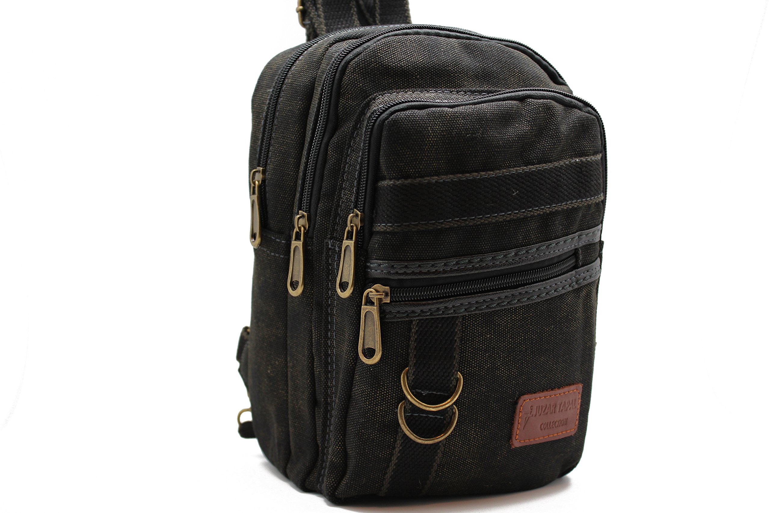 Medium Size Backpack for Women Black Canvas Convertible to Sling bag Chest Bag Anti Theft Shoulder Bag Casual Daypack Multi Pocket