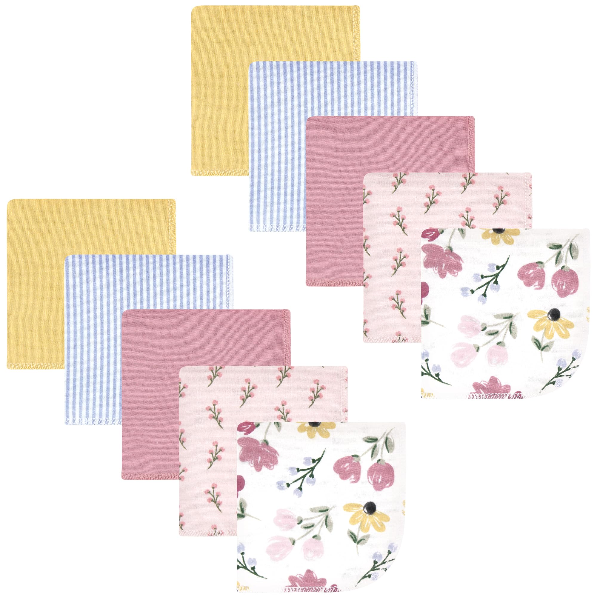 Hudson Baby Unisex Baby Flannel Cotton Poly Washcloths, Soft Painted Floral 10 Pack, One Size