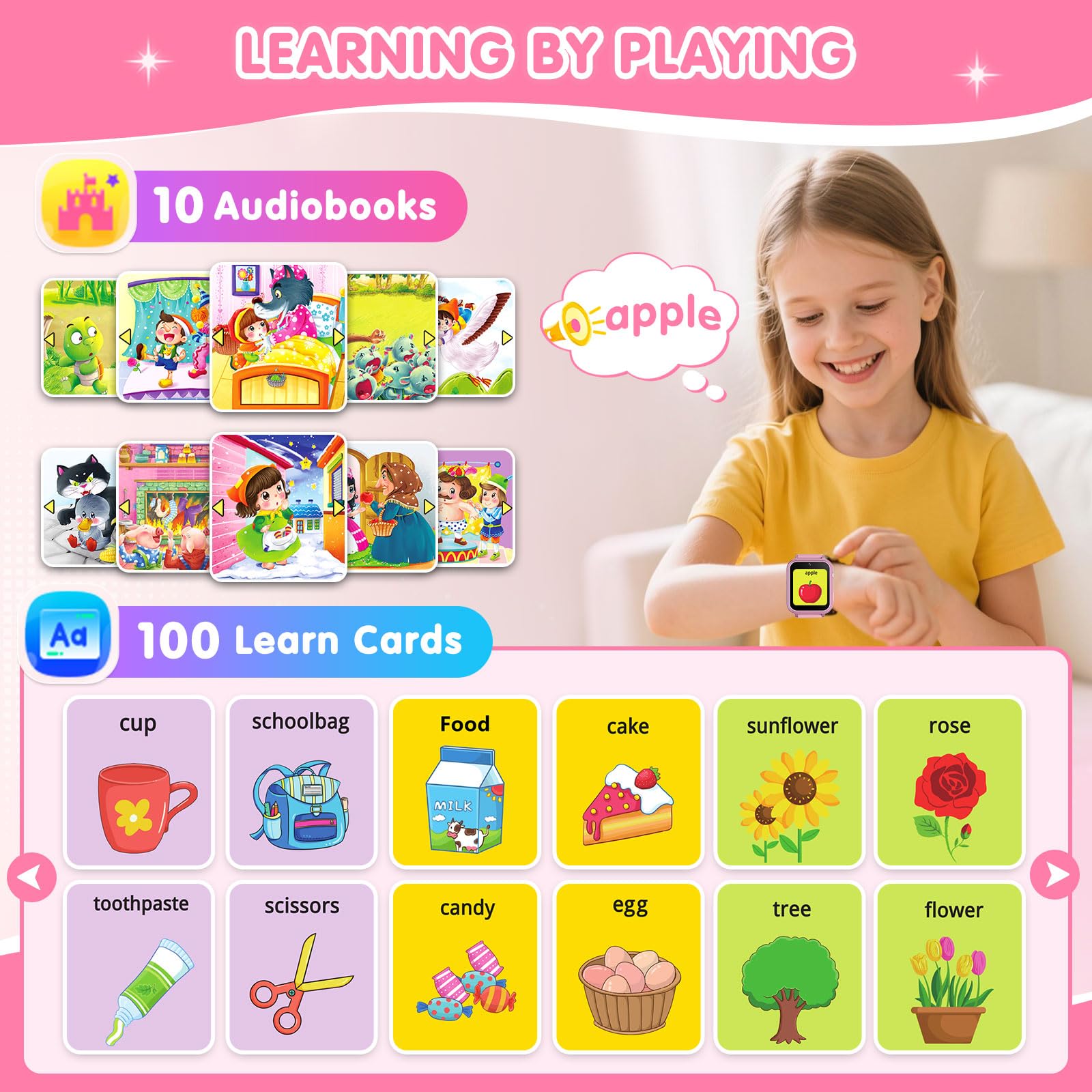 Smart Watch for Kids with 39 Games Touchscreen Camera Video, Music Player, Pedometer, Calculator, Calendar, Stopwatch, Flashlight, Alarm Clock 12/24 hr, Birthday Gifts Toys for Girls Ages 3-12