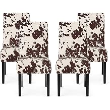 Evelyn Contemporary Velvet Dining Chairs Set of 4, Cow Print