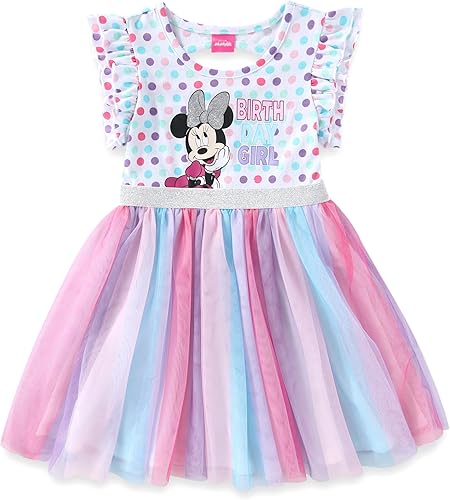 Disney Vestido tutú de cumpleaños para niñas Minnie Mouse para niños pequeños - Multicolor