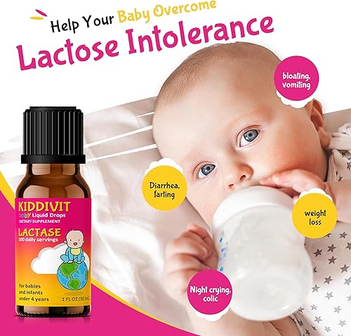 Miniatura 2 de Kiddivit Baby Lactase Drops 1000 unidades - Suplemento enzimático de apoyo digestivo suave - 100 porciones diarias - cuentagotas integrado, botella