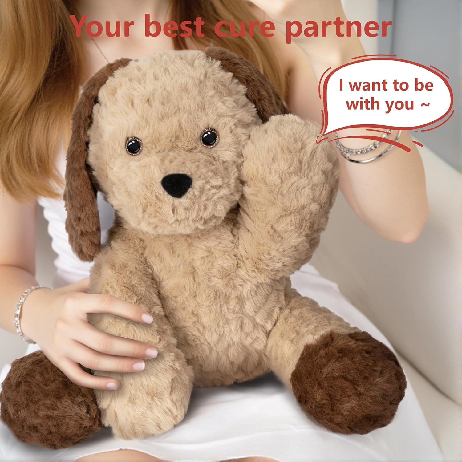 Niuniu Daddy 14" | 3.5 Pound Dog Weighted Stuffed Animal, Heavy Doggy Pillowfort Plush Toys for Kids Adults, Weighted Beads for Puppy Stuffed Animals Body Pillow for Gift Birthday Holiday Christmas - Image 6