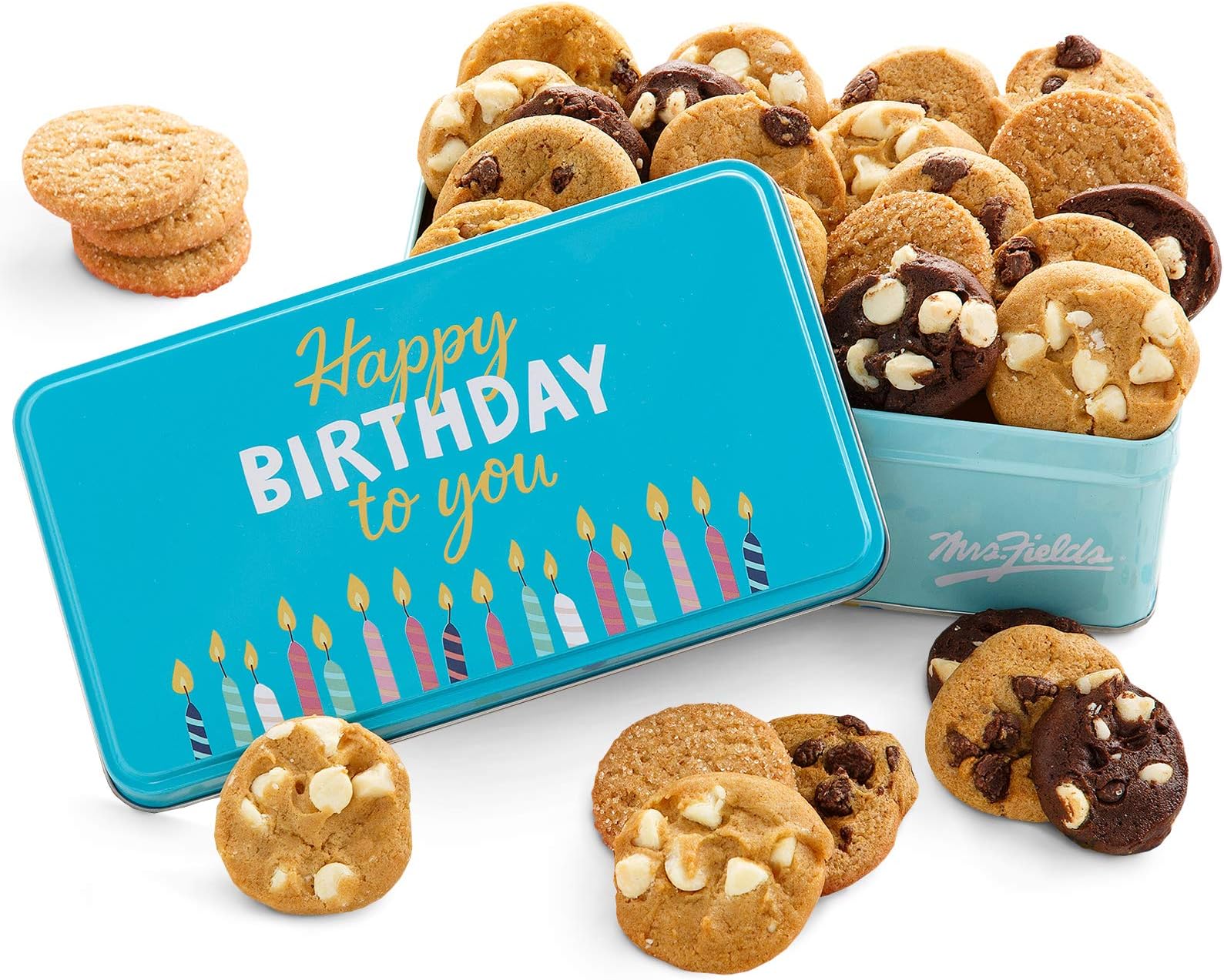 Mrs. FieldsHappy Birthday 30 Nibblers Cookie Tin, Assorted with 30 Nibblers Bite-Sized Cookies in our 5 Signature Cookie Flavors