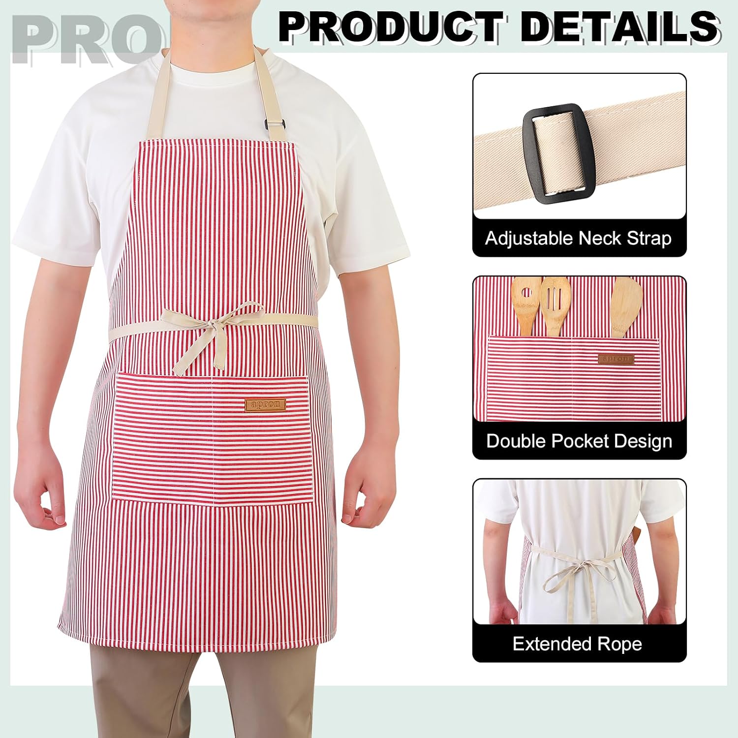 2 Pack Kitchen Cooking Aprons, Adjustable Bib Chef Apron with 2 Pockets for Women Men, for Cooking, Cleaning