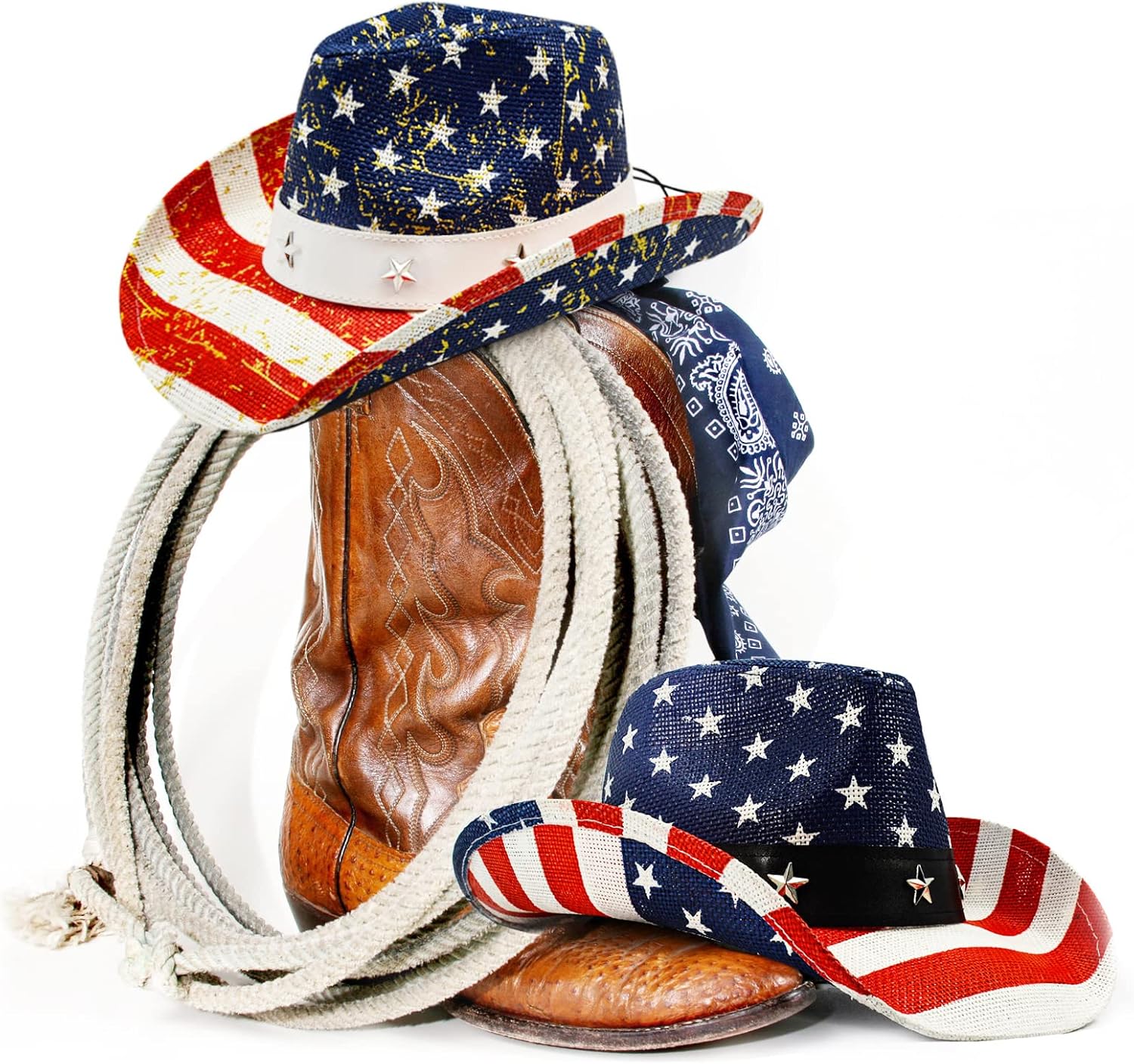 FLUFFY SENSE. American Flag Cowboy Hat Patriotic USA Western Hat 4th of July Party Parade Rodeo Unisex Cowboy Cowgirl Hat - Image 5