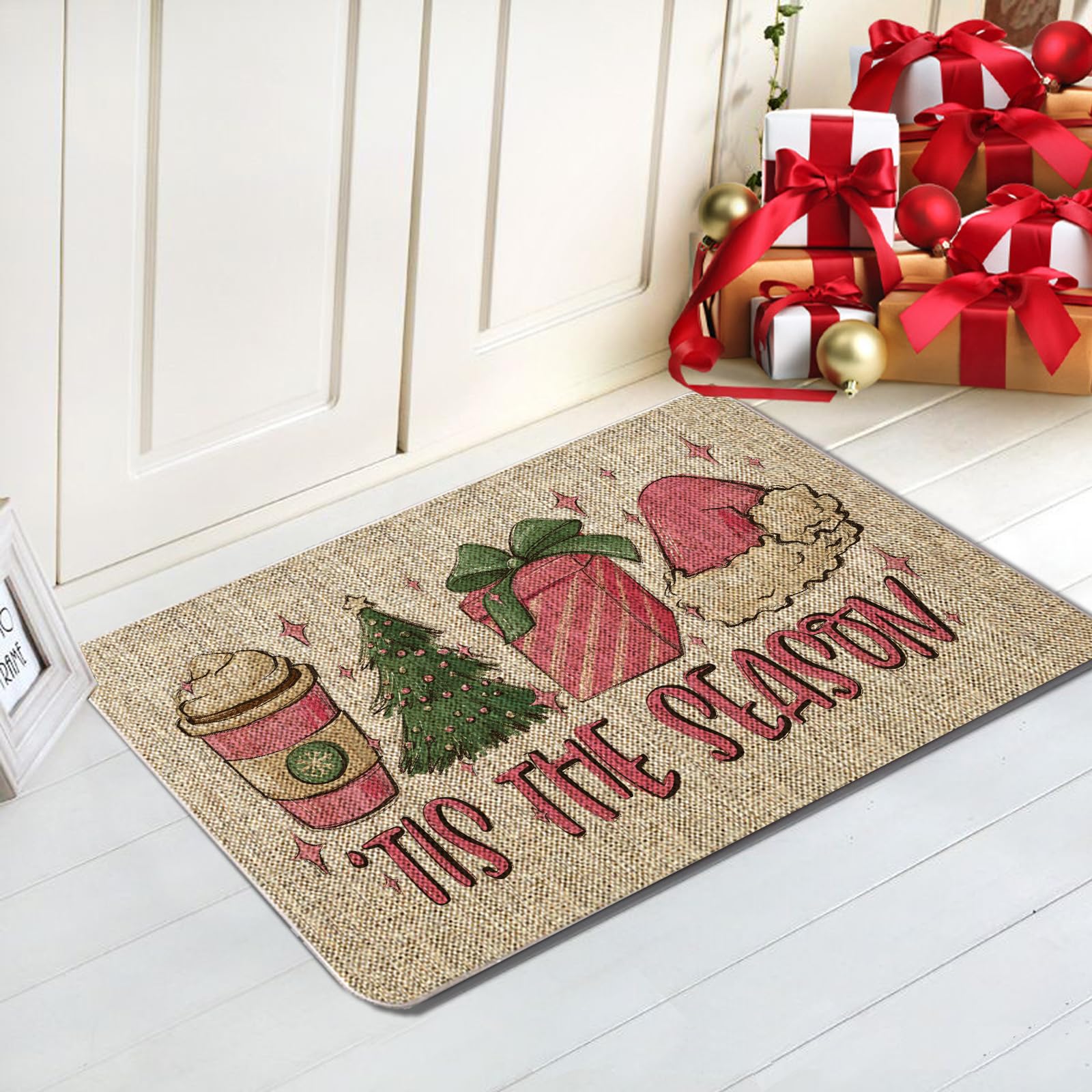 Felpudo De Navidad Para Exteriores, Tapete Duradero De