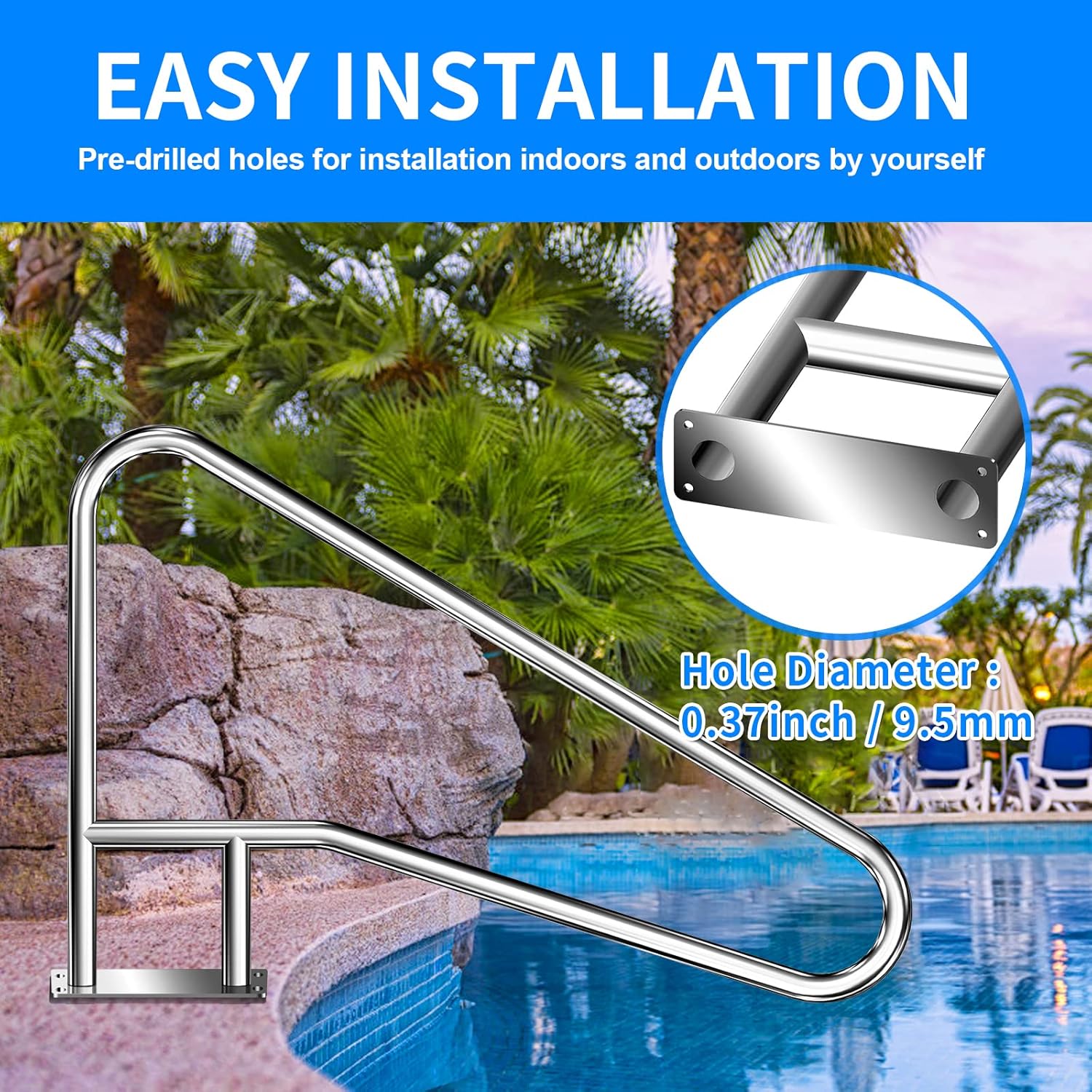 Buy KODOM Pool Handrail Swimming Stainless Steel Humanized Handle ...