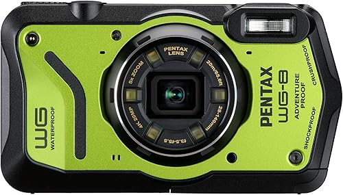 PENTAX WG-8 - Cámara de aventura verde para todo tipo de clima, con excelente resistencia al agua, a prueba de polvo, rendimiento resistente a los