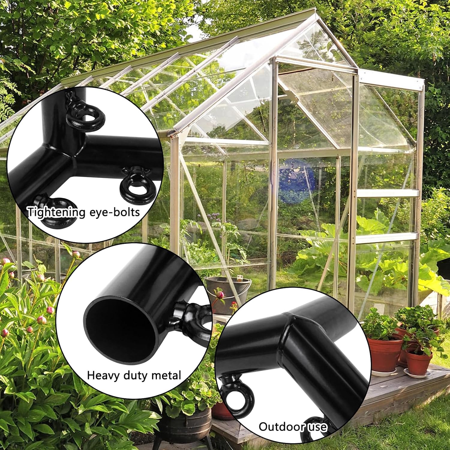 Luwint Shade Cover Canopy Fittings, Fits 3/4" EMT Pipe - 4 Leg Style Greenhouse Corner Frame Kit Connectors with 120-degree Angle for Garden Shed Tent Backyard
