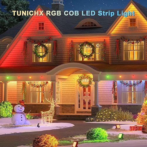 Miniatura 3 de TUNICHX Tira de luces LED RGB COB de 16.4 pies de alta densidad DC12V, cinta de luz LED 2880 LED, regulable, listado UL, FCOB, tira de luz LED CRI