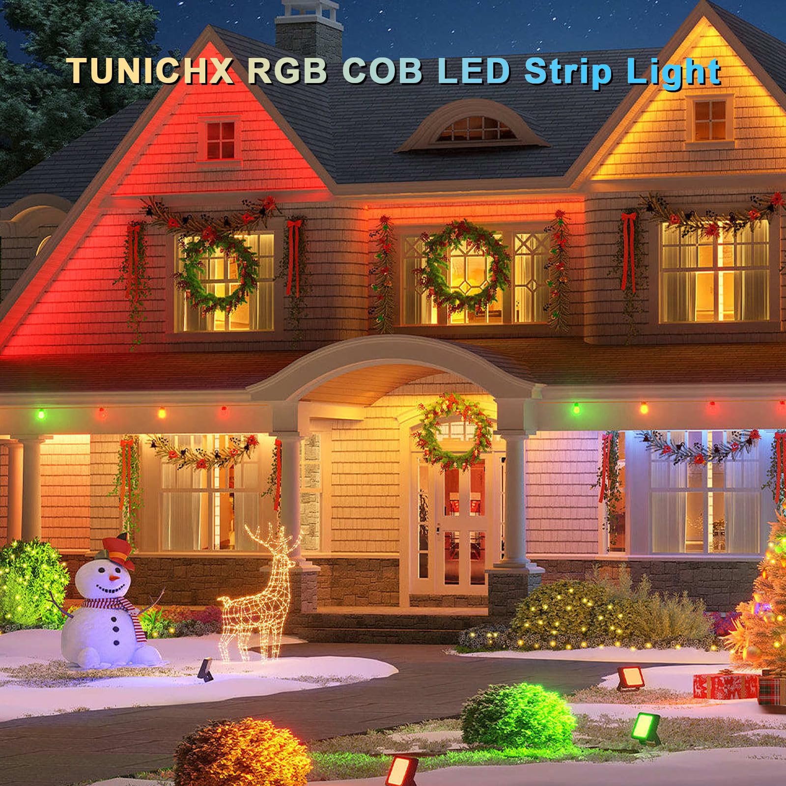 Striscia RGB COBLED 5 m, striscia LED ad alta densità, 2880 LED, dimmerabile, certificazione UL, striscia luminosa a LED FCOB, CRI 90+, illuminazione colorata per mobili da cucina (24 V)