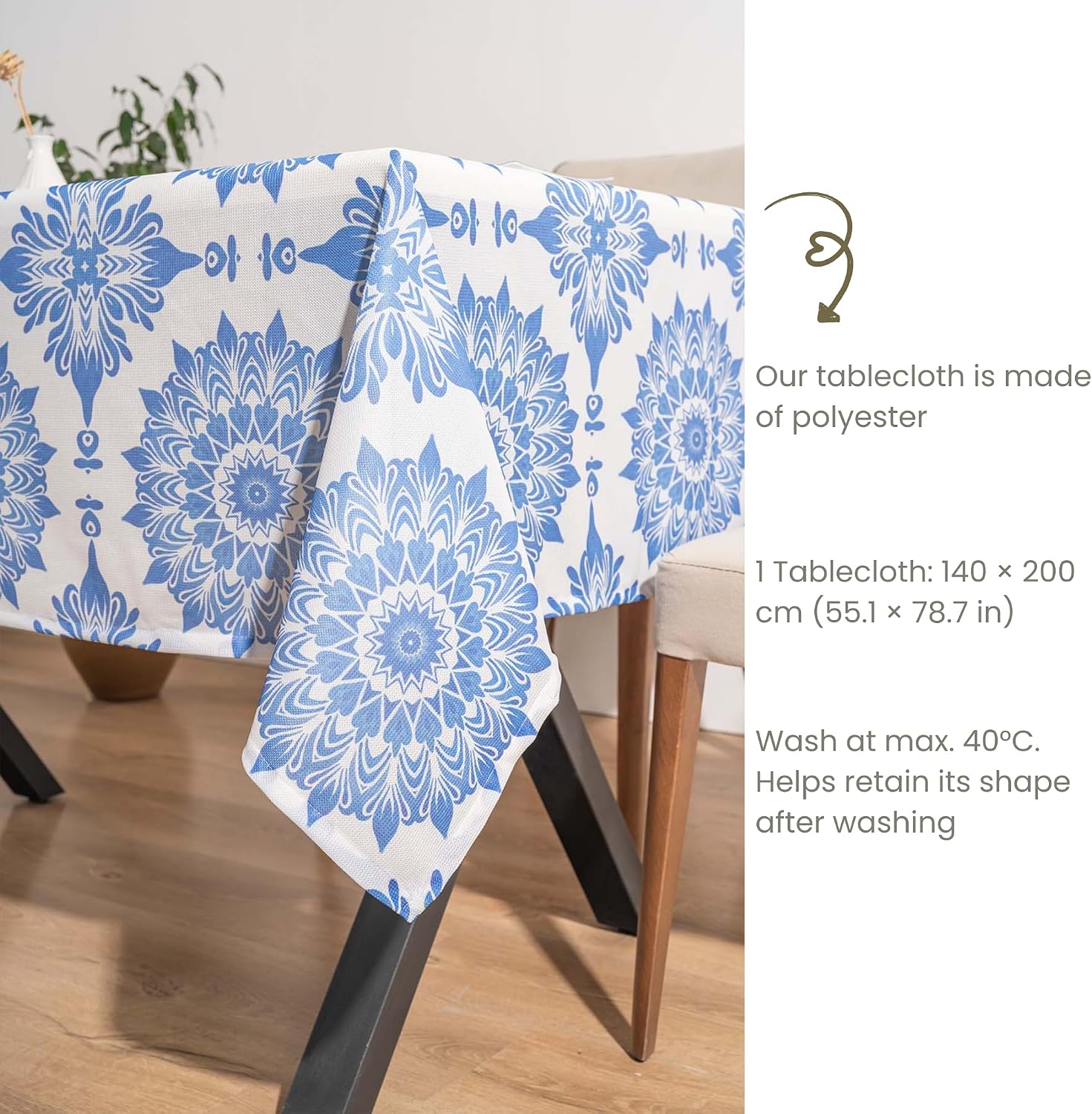 Rectangular & Round Tablecloth for Dining & Picnic | Botanical Print Fabric Table Cover for Indoor Outdoor Tables | Durable Table Cloth for Kitchen, Parties, Holidays & Everyday Use