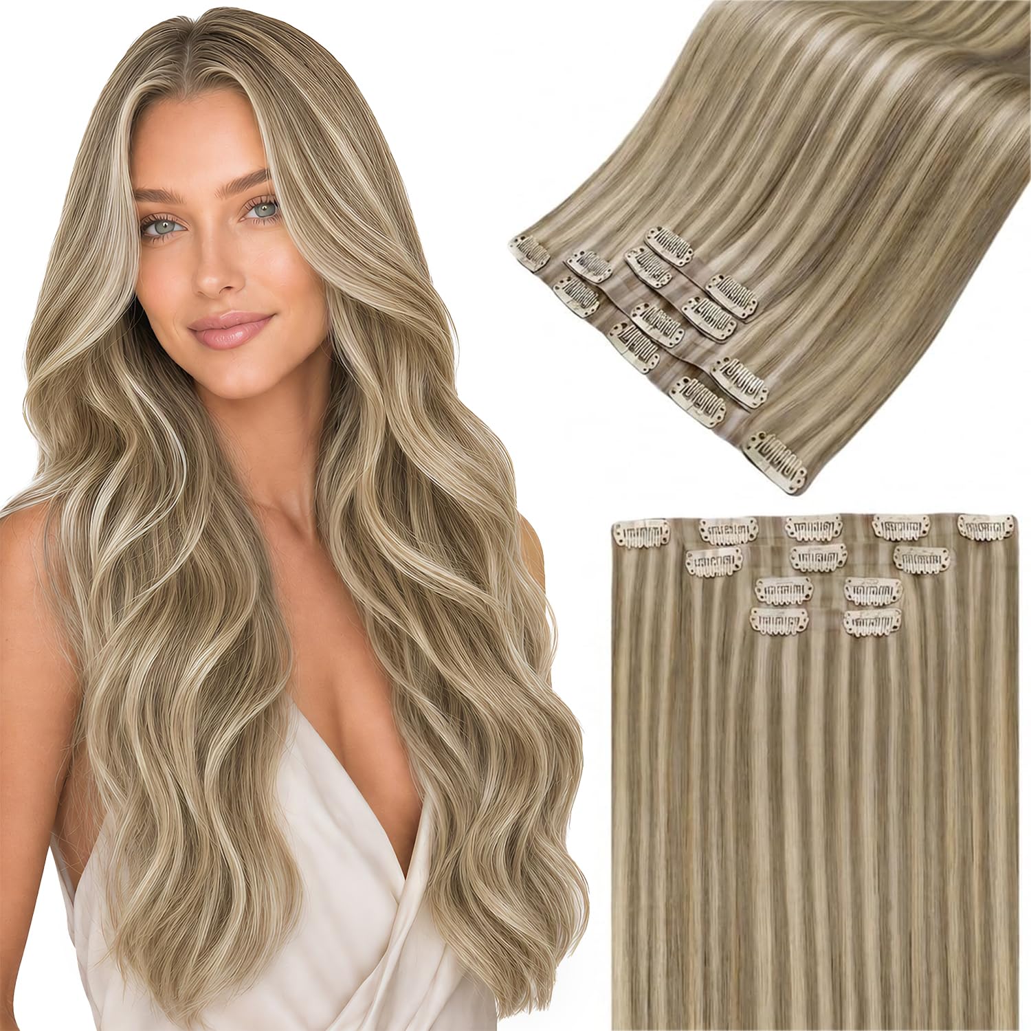 LaaVoo Extensions Echthaar Echt Haar Extension Clip Haarverlängerung Echthaar