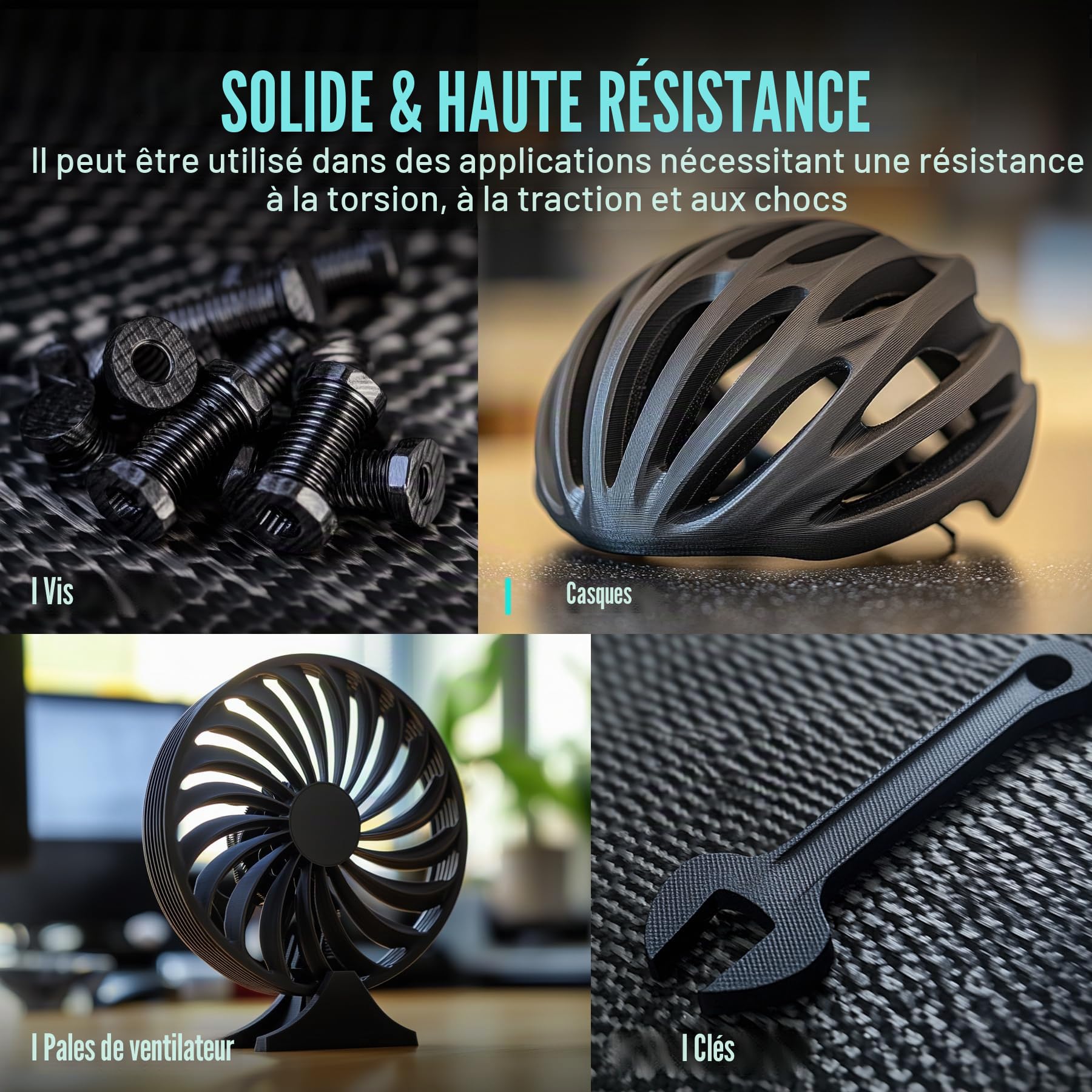 SUNLU Filament PA6-CF 1.75 mm 1KG, Nylon PA Fibres de Carbone, Résistant à la Chaleur 209°C