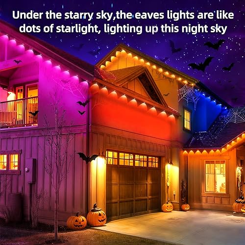 Miniatura 6 de Luces permanentes para exteriores de 500 pies, luz LED RGB inteligente para Navidad, control remoto por aplicación, IP67, impermeable, aleros de