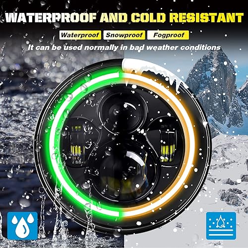 Miniatura 4 de CO LIGHT Faros delanteros LED de 7 pulgadas, 2 unidades, redondos, LED, sellados, luces de conducción, luz altabaja, impermeable, proyector DRL,