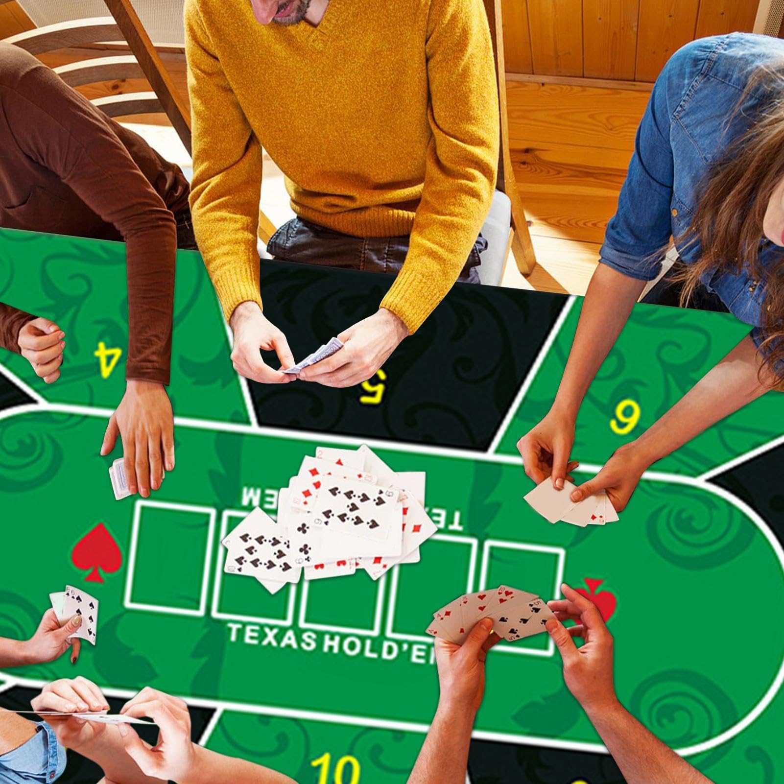Poker-Tischmatte, Poker-Tischmatte – tragbare Spielmatte aus Gummi mit Poker-Layout, Holdemmatte für Zuhause, Gesellschaftsspielzimmer, Meetings