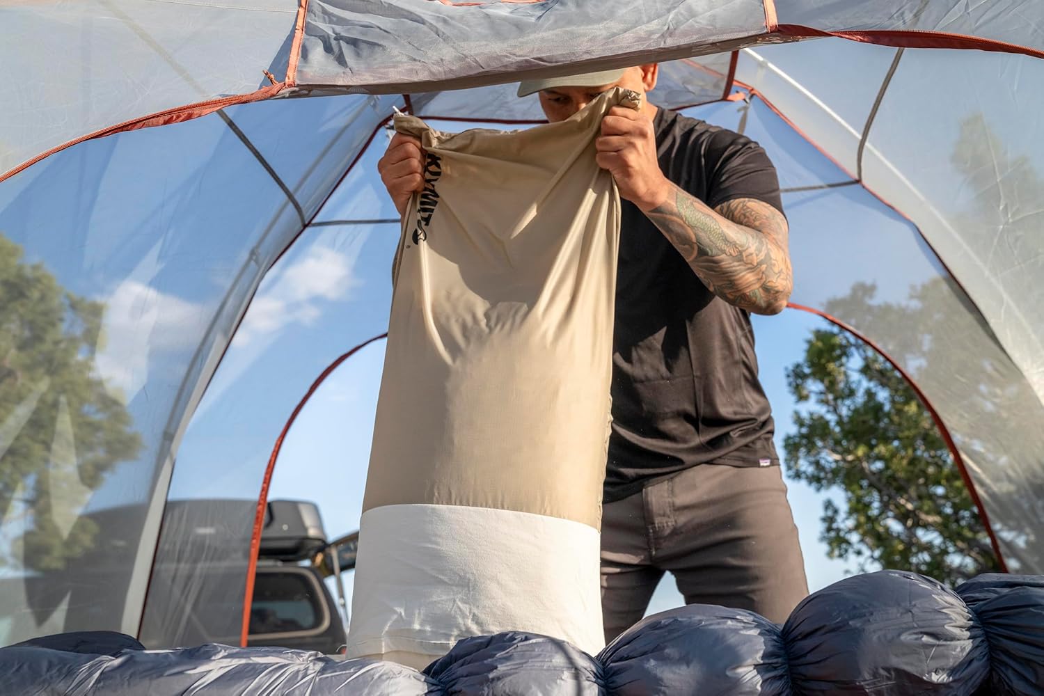 KLYMIT Drift Camping Pillow | Lightweight, Travel Head Rest for Sleep Filled with Shredded Memory Foam, Reversible Outer Cover for Extended Use, Regular Size — Tan - Image 7