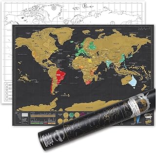 Luckies Of London Scratch Map Deluxe Travel Size Mini Scratch Off World Map Scratch Art & Wall Art World Map Poster To Track Travels Travel Journal Alternative & Travel Gifts Small