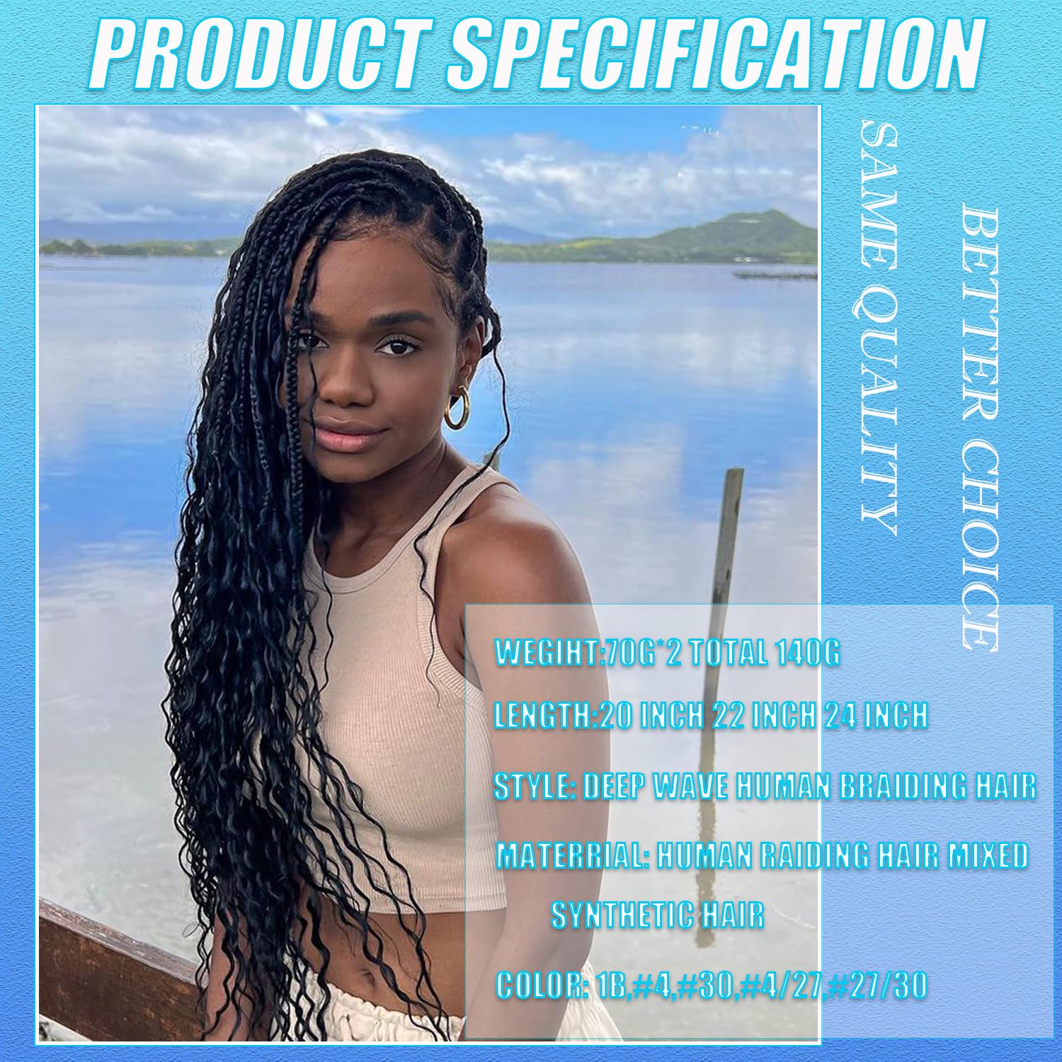Natural Black Human Braiding Hair Mix Synthetic Boho Hair for Braiding image 3