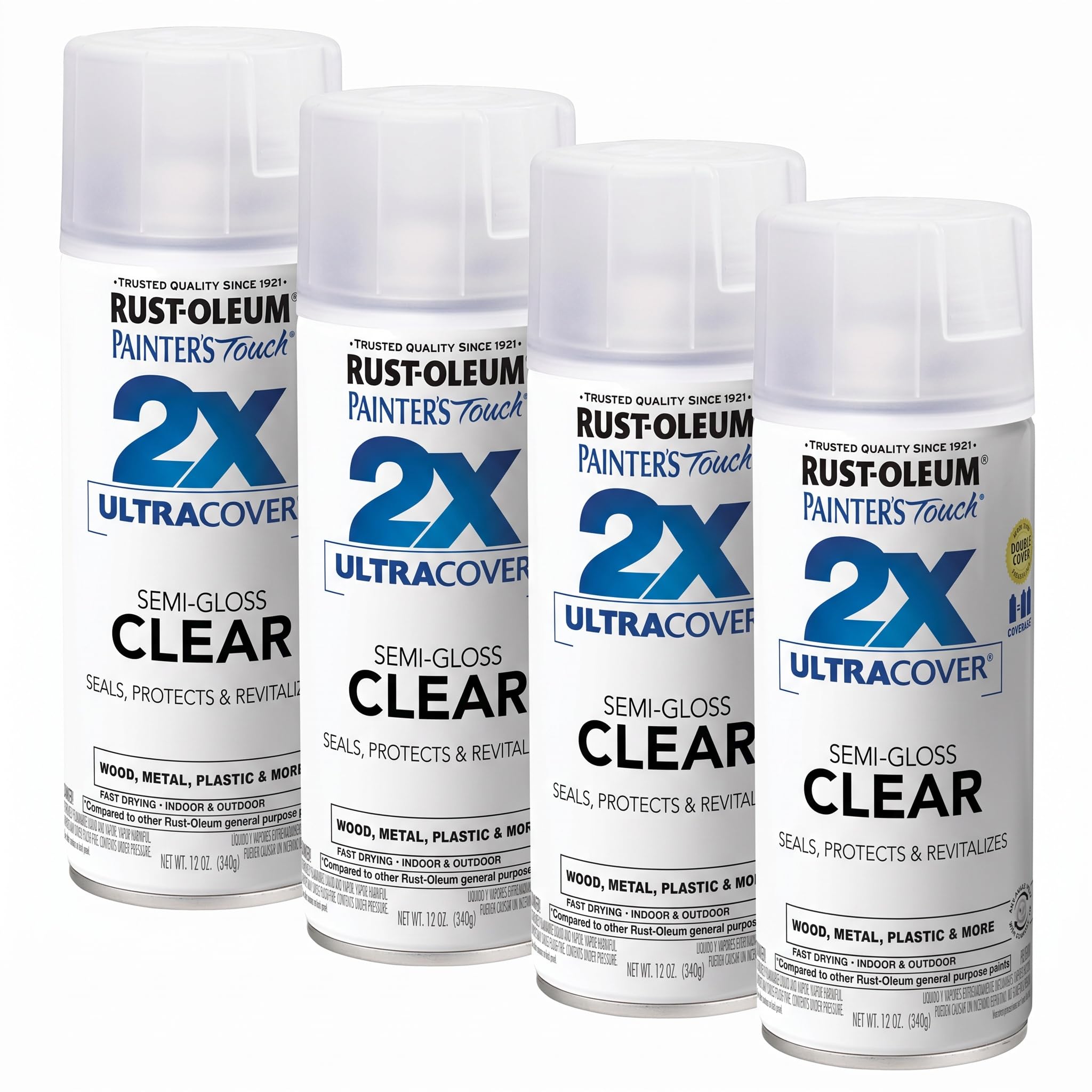 Rust-Oleum 249859 Painter's Touch 2X Ultra Cover Spray Paint, Semi-Gloss Clear, 12 Ounce (Pack of 4)