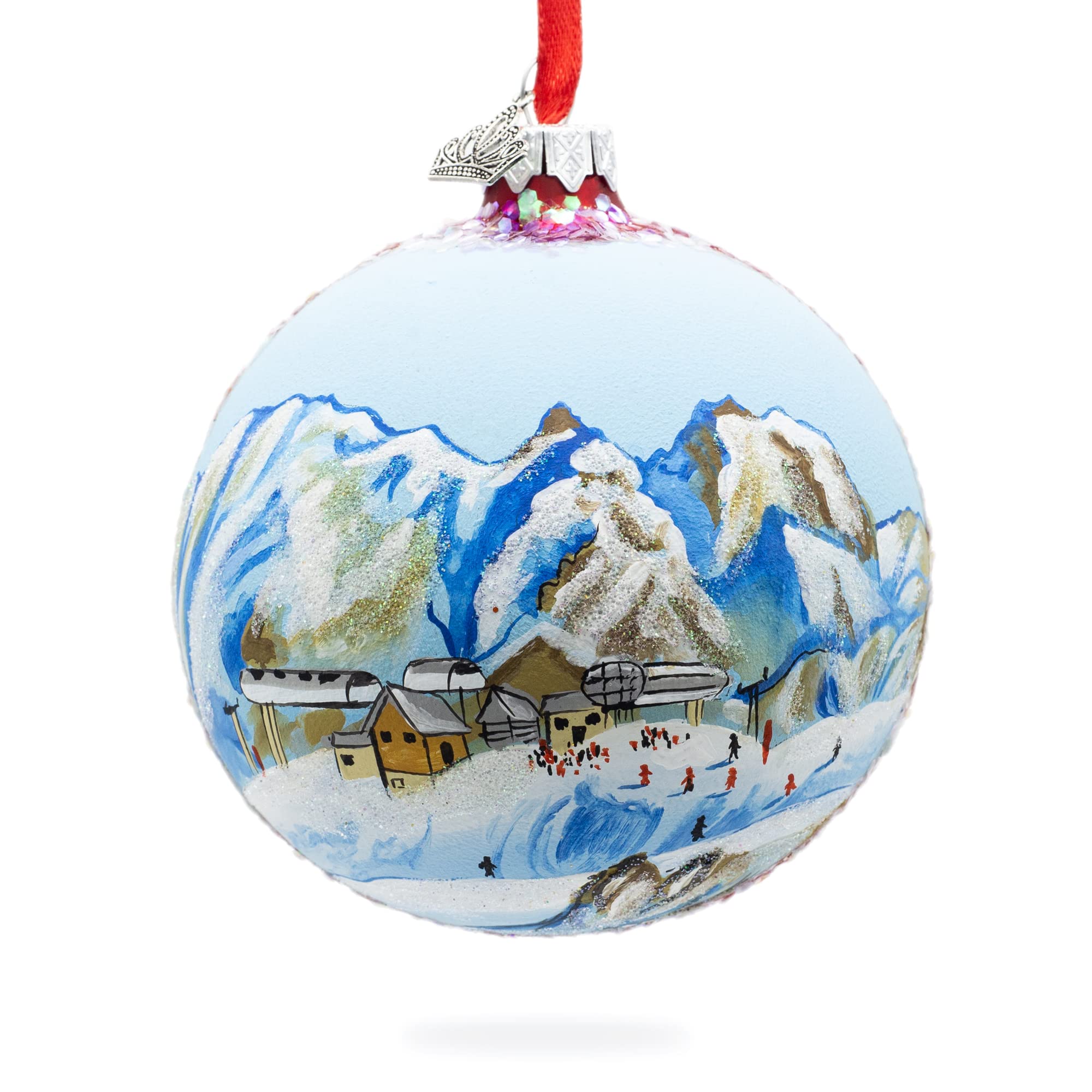 Boule de verre Courchevel : décor de Noël haut de gamme soufflé bouche