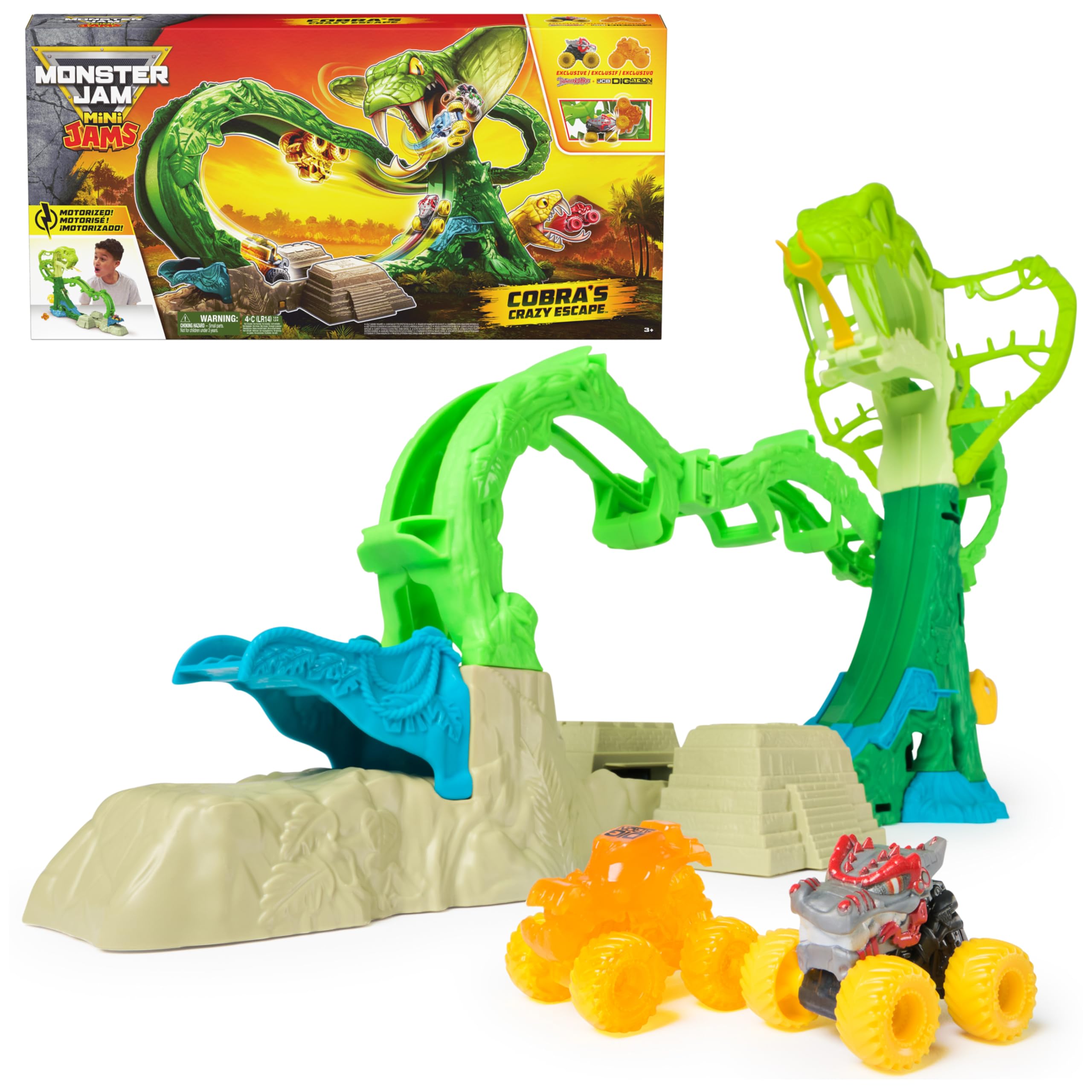 Monster Jam Mini Jams, Cobra's Crazy Escape 28” Motorized Playset