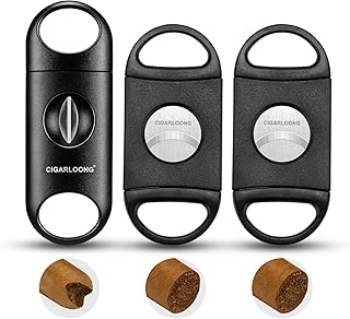 CIGARLOONG Cigar Cutter Set, Sharp Blade Cigar Guillotine, Enlarge Cigar V-Cut Cigar Cutter Guillotine-3 Packs(Black)