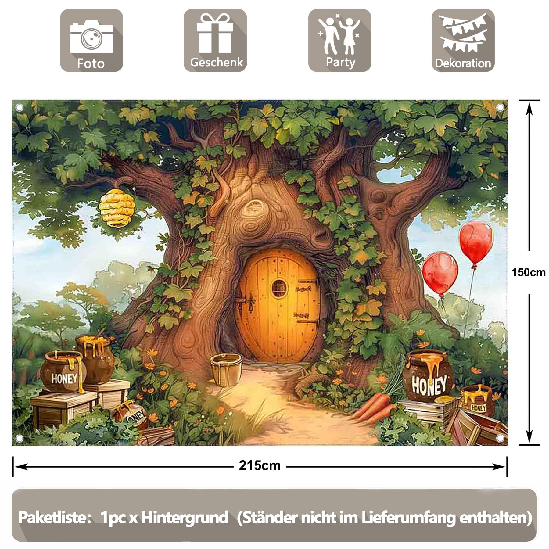 EMTOBT Foto-Hintergrund „Vier Jahreszeiten Baum“ – 1,5x2,8 M, Vinyl – Für Geburtstage, Babyparty & Fotostudio